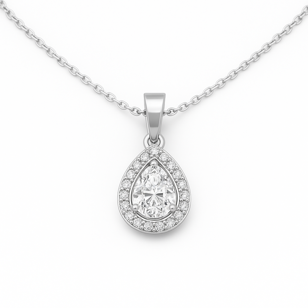 Elegantes Valentina Drope Collier 2.03 ct Sky Diamond – 925er Silber & 18K Gold, verstellbare Ankerkette (42-45 cm)