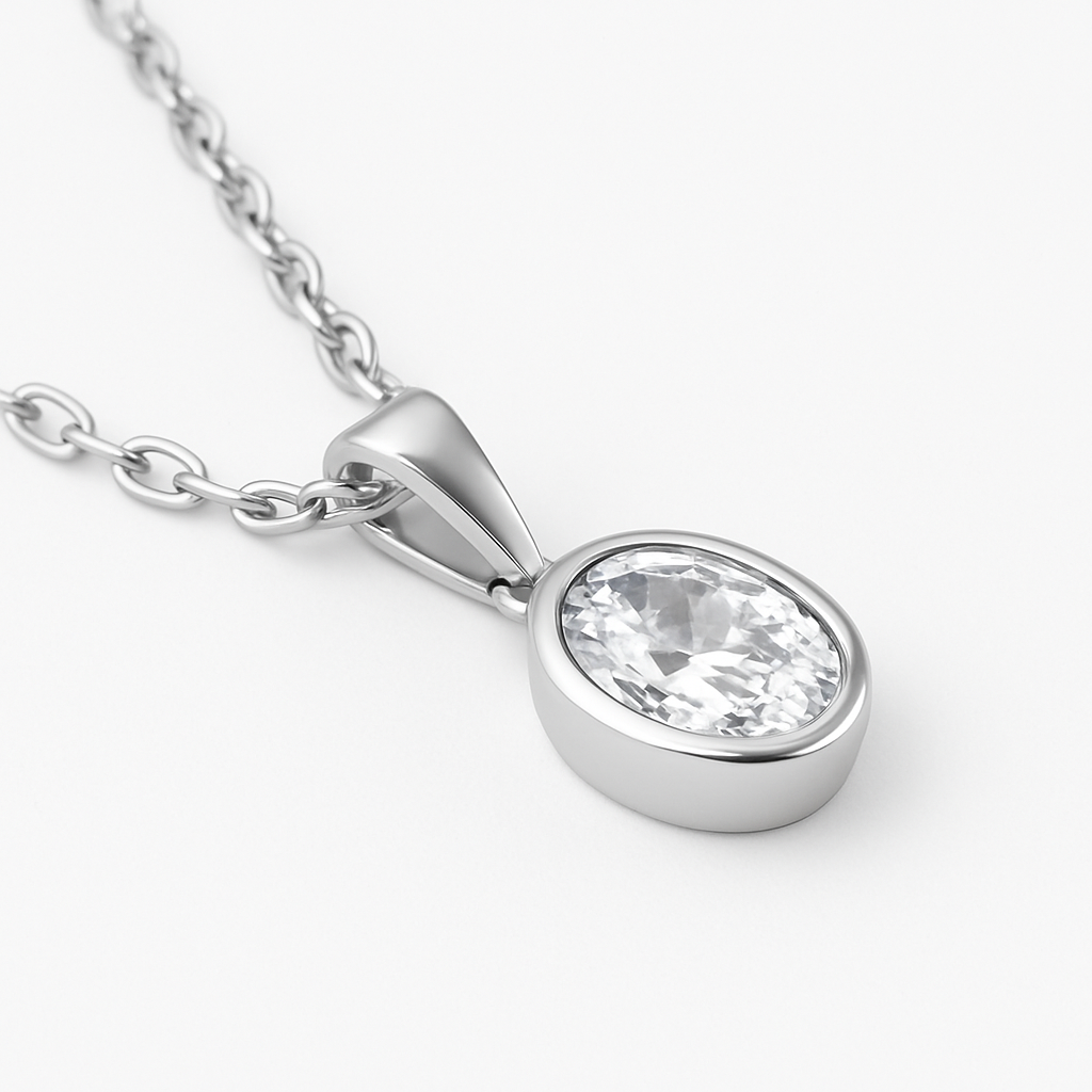 Aveline Glow Collier mit 2.0ct  Sky Diamond – 925er Silber & 18K Gold, verstellbare Ankerkette (42-45 cm)