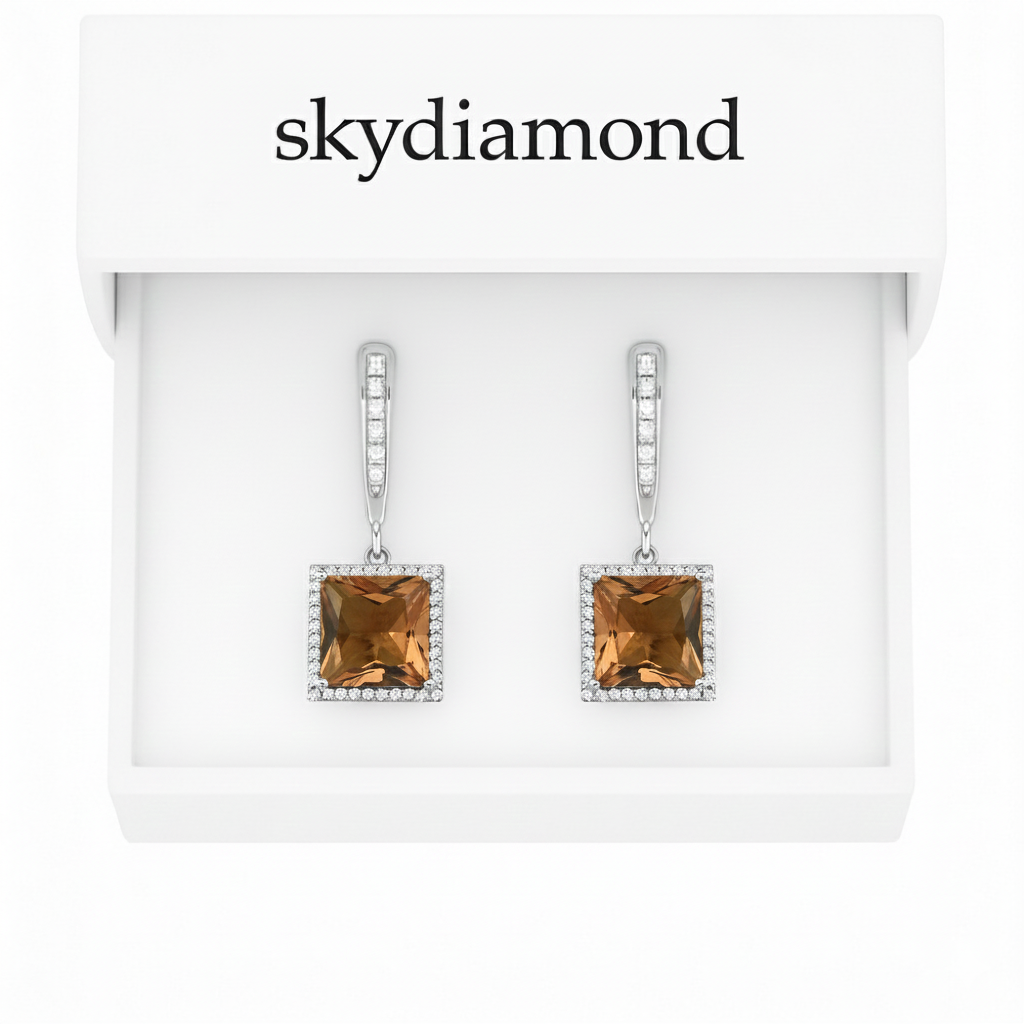 Elegante Amber Horizon Ohrhänger 8.0 ct Zultanit & 0.46 ct Sky Diamond - 18 Karat Vergoldet 925er Silber