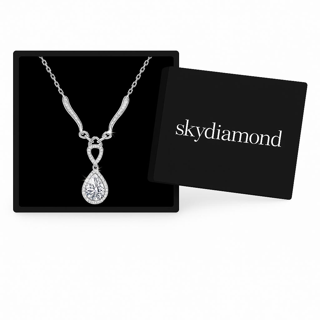Luxury Collier mit 6.27 ct Created Diamond – 925er Silber & 18K Gold, verstellbare Ankerkette