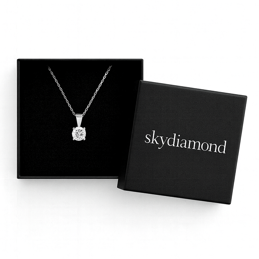 Celestia Shine Collier 3.85 ct Sky Diamond – 925er Silber & 18K Gold, verstellbare Ankerkette (42-45 cm)