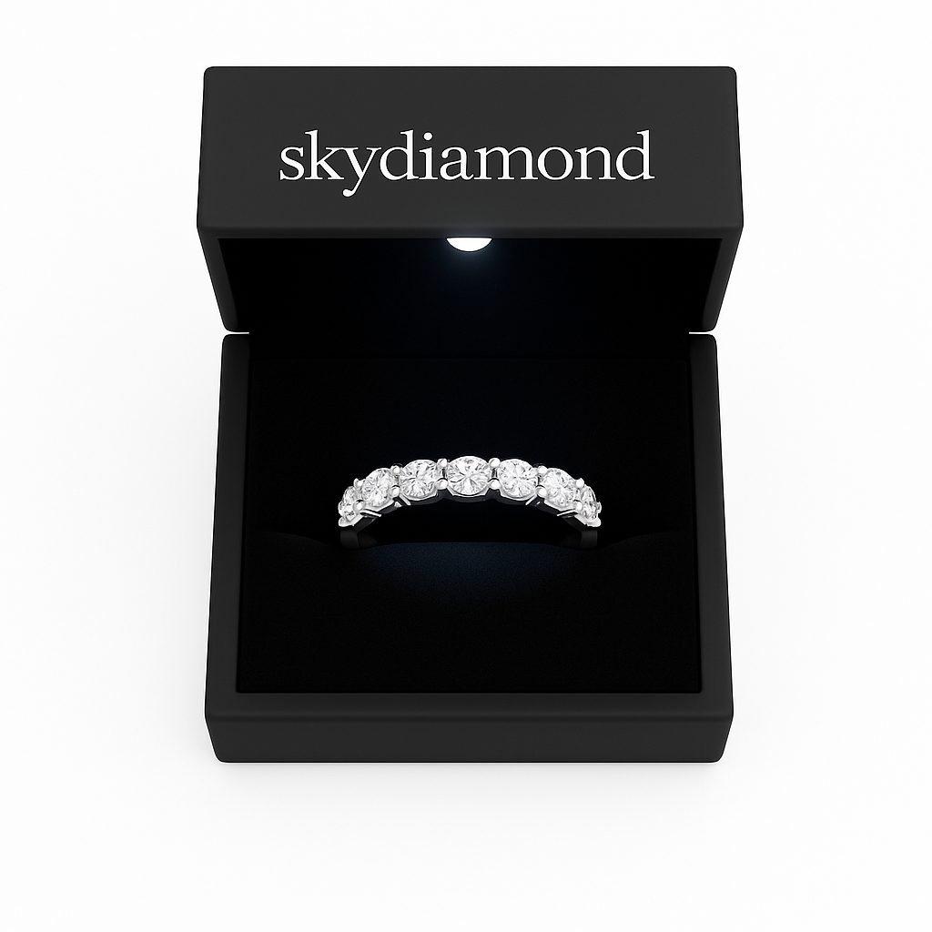 Verlobung White Ring Eternity Seven – 925er Silber & 18K Gold, 1.75 ct Sky Diamond