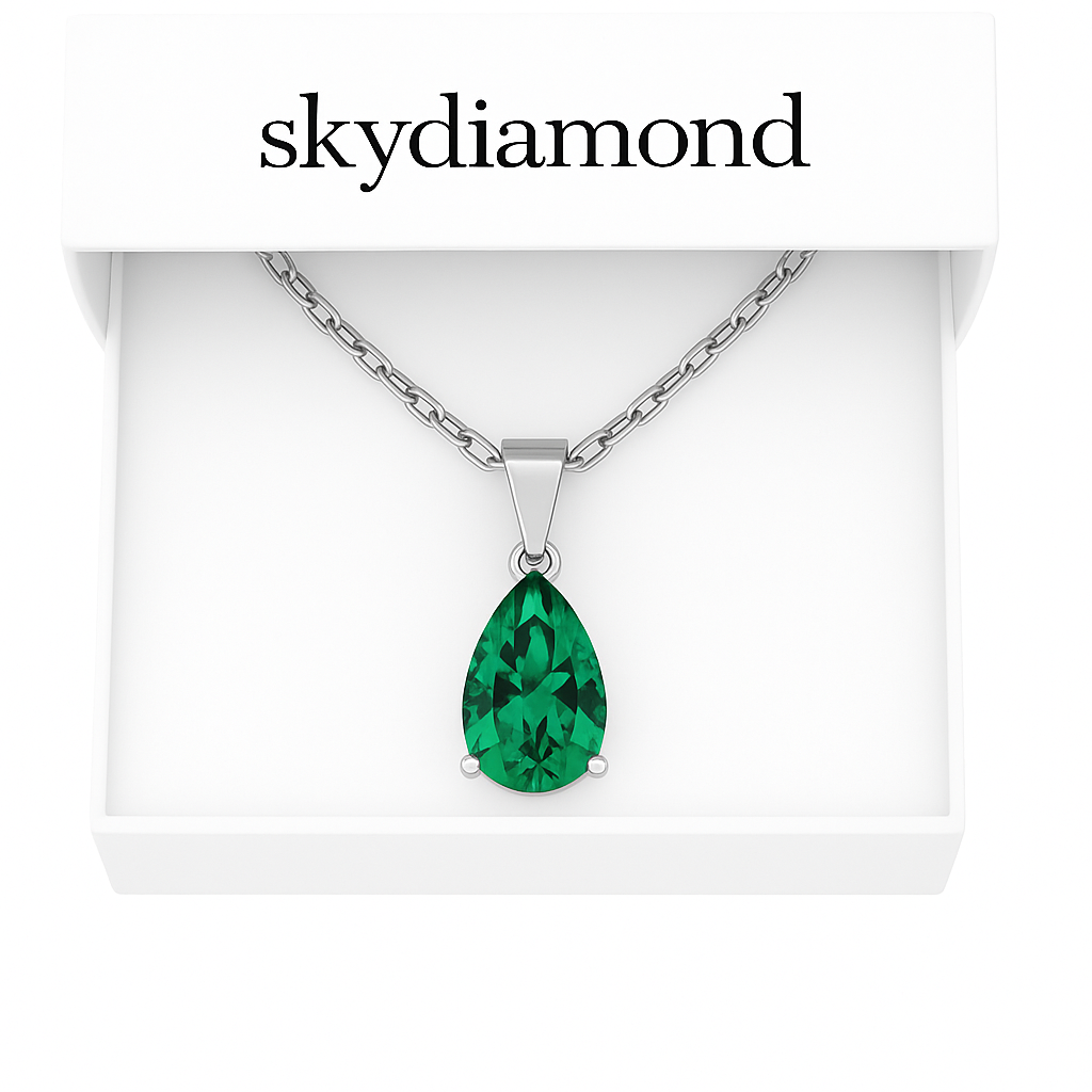 Luxuriöses Collier mit 3.5 ct Smaragd Behandelt – 925er Silber & 18K Gold Veredelt