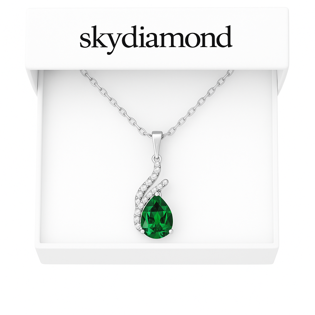 Luxuriöses Collier mit 2.0 ct Smaragd Behandelt – 925er Silber & 18K Gold Veredelt