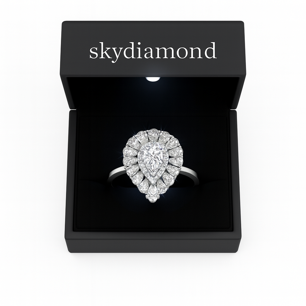 Luxury Elysia Crown Ring mit 10.5 ct Sky Diamond – 925er Silber & 18K Gold, exklusives Design