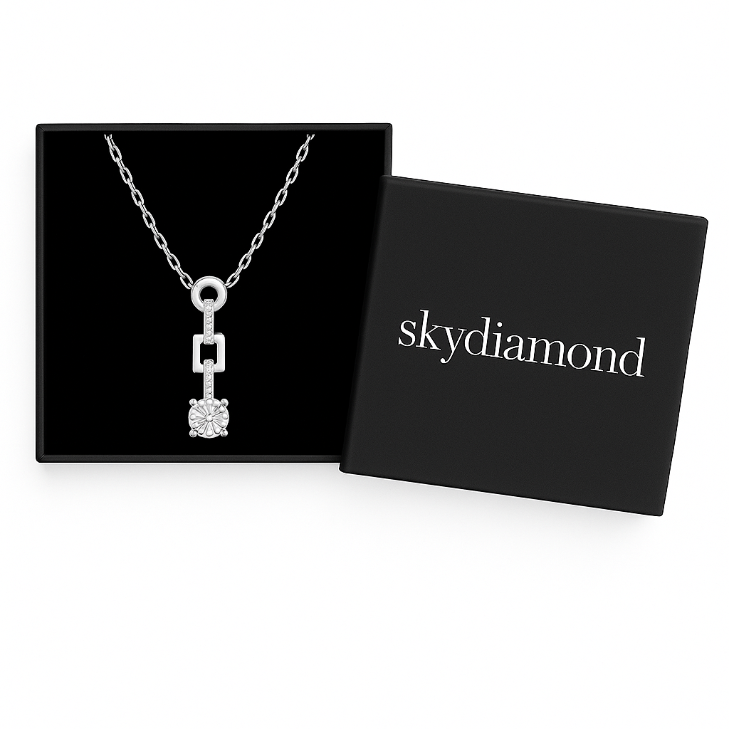 Elegantes Eterna Grace Collier mit 1.36 ct Sky Diamond – 925er Silber & 18K Gold, verstellbare Ankerkette (42-45 cm)