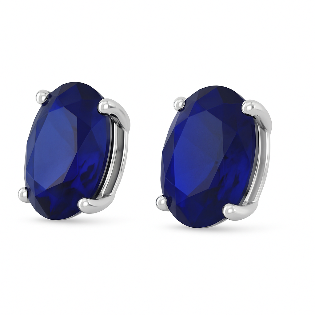 Blue Elegance Ohrstecker mit 4.5 ct Saphir  – 18K Gold Veredelt, 925er Silber