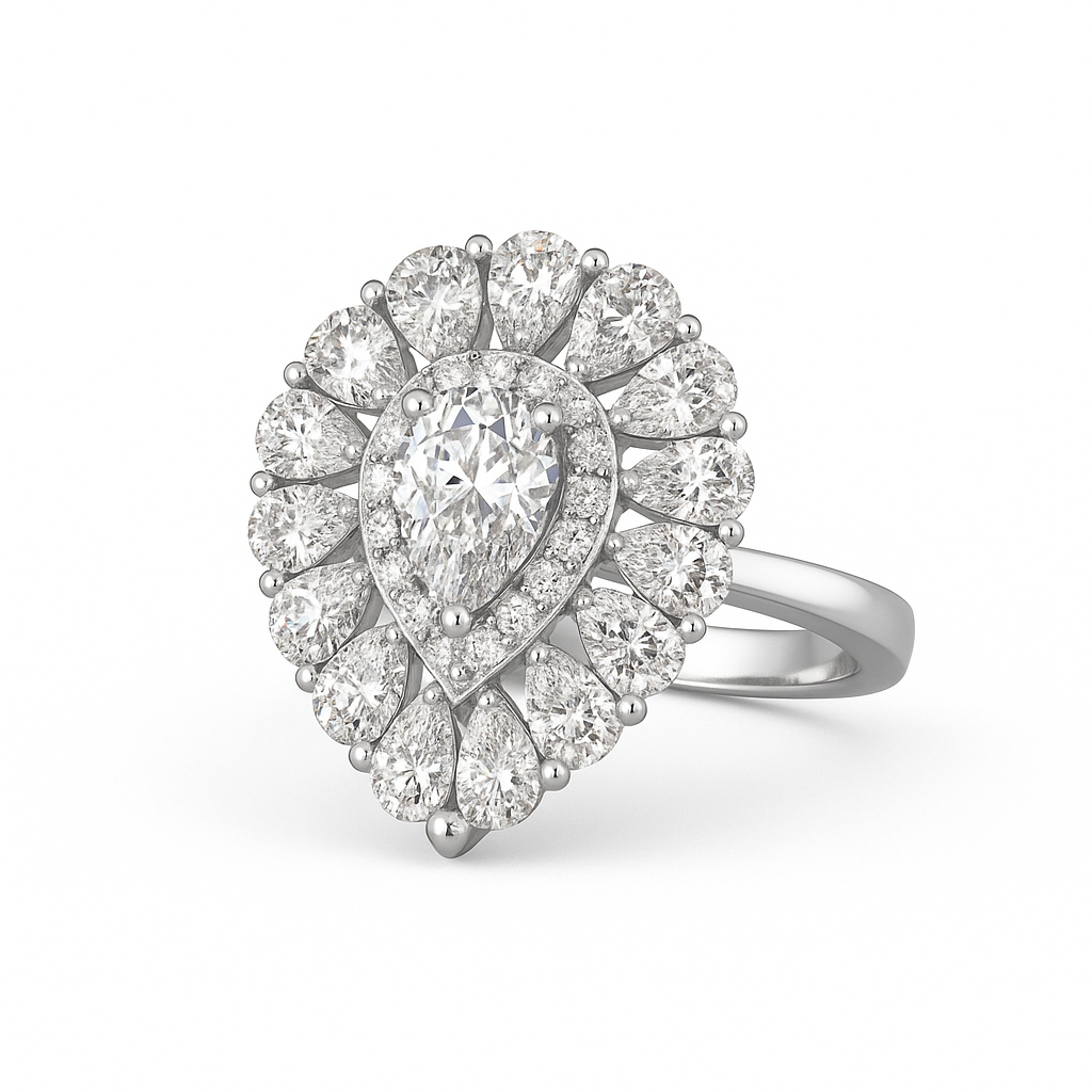 Luxury Elysia Crown Ring mit 10.5 ct Sky Diamond – 925er Silber & 18K Gold, exklusives Design