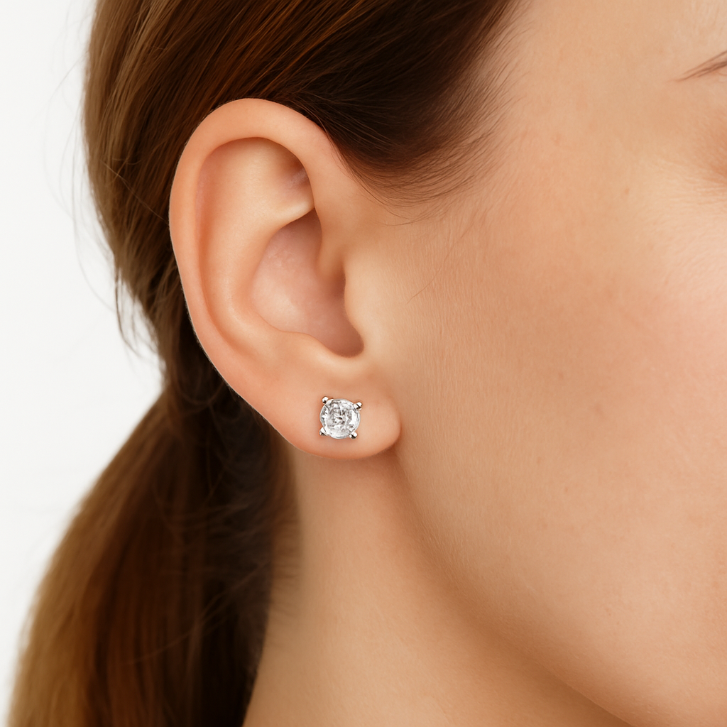 White Ohrstecker – 925er Silber & 18K Gold, 1.0 ct Created Diamond