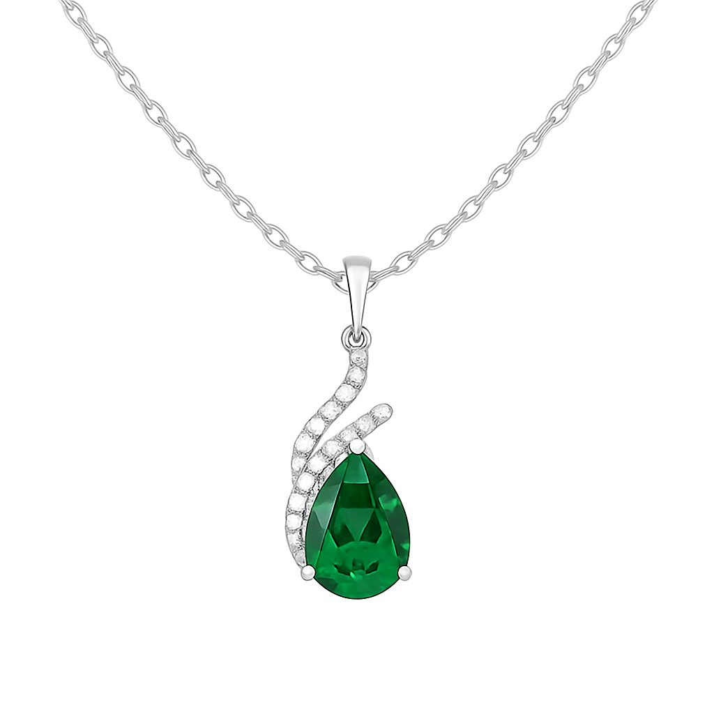 Luxuriöses Collier mit 2.0 ct Smaragd Behandelt – 925er Silber & 18K Gold Veredelt