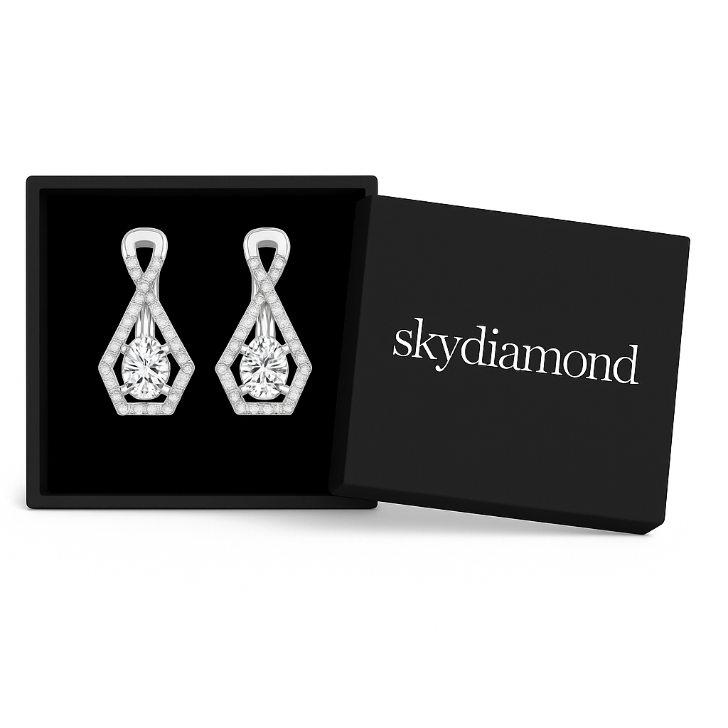 Elegante Ohrringe mit 2.36 ct Created Diamond – 925er Silber & 18K Gold, luxuriöses Design