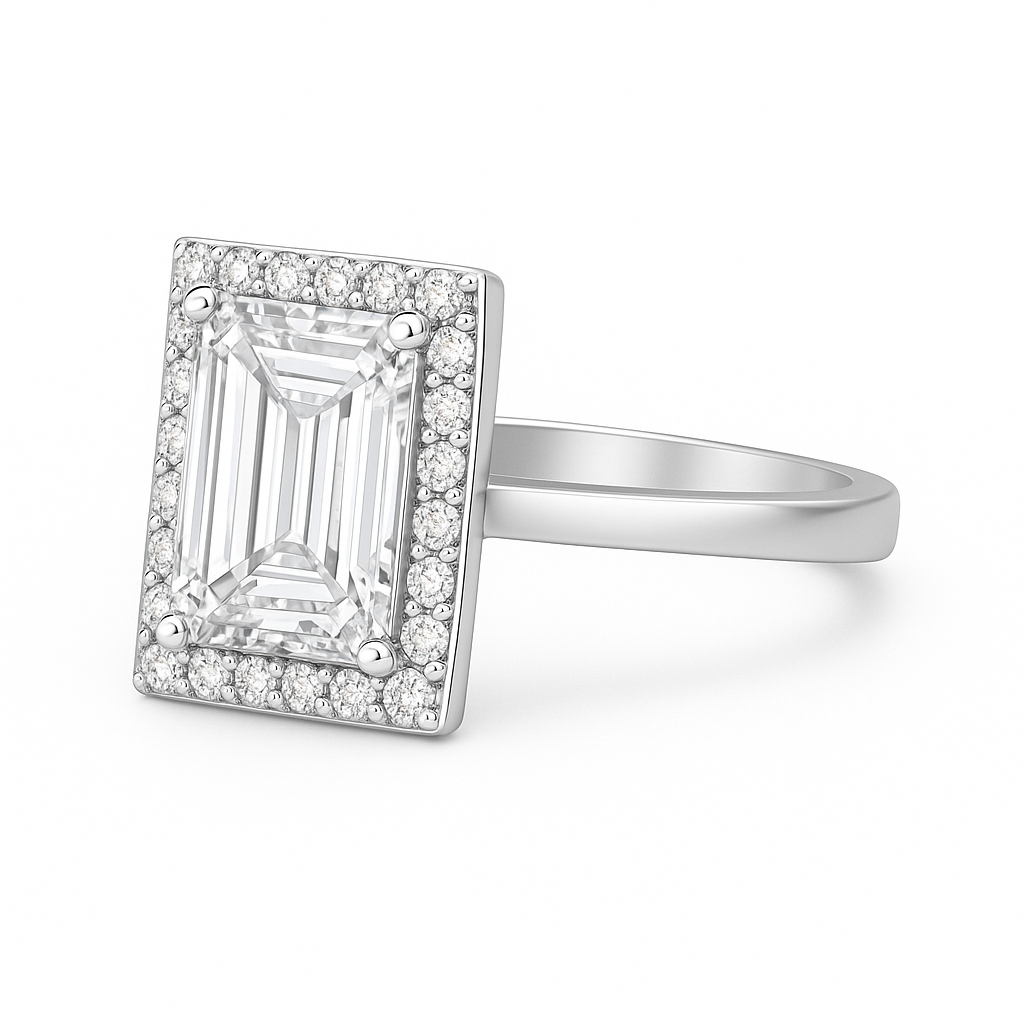 Luxury Aurora Grace Ring  mit 3.08 ct Sky Diamond – 925er Silber & 18K Gold , exklusives Design