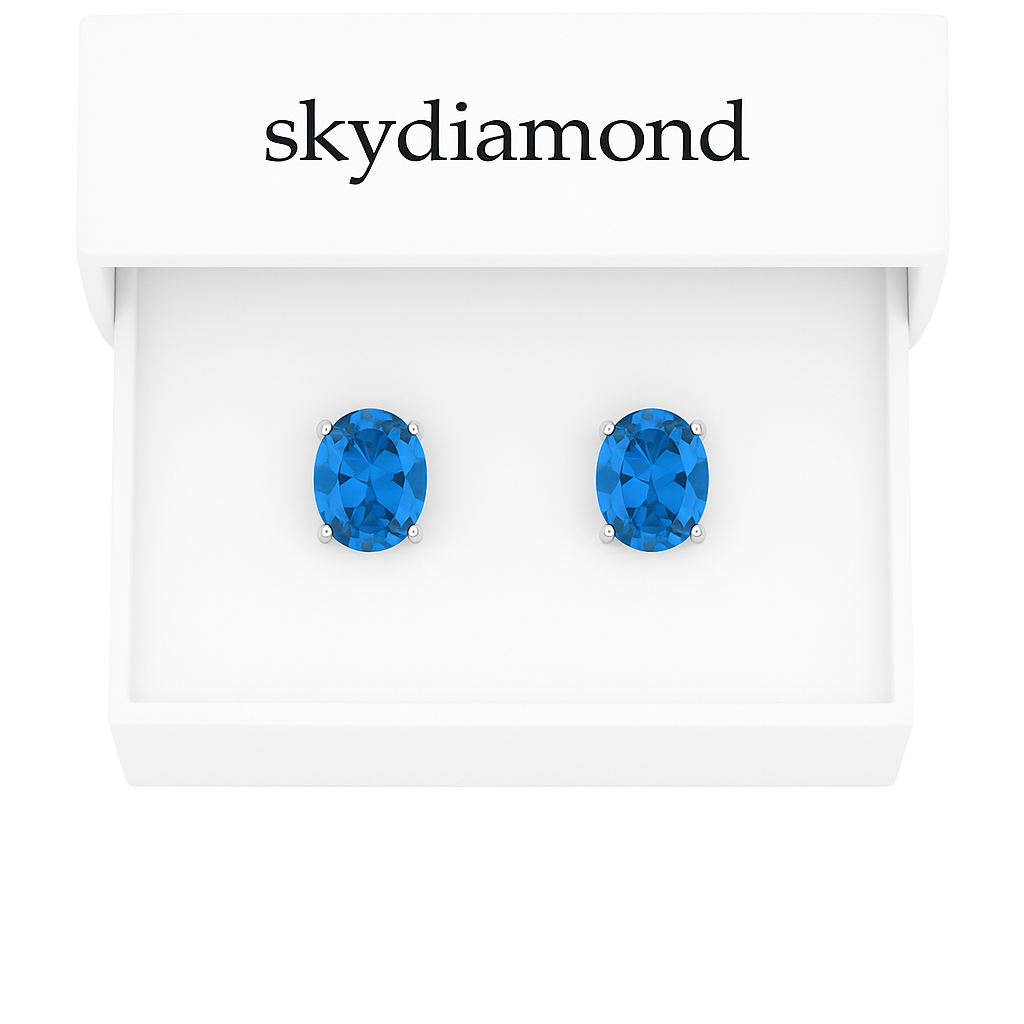 Elegante Ohrringe mit 8.0 ct Blau Topas – 18K Gold veredelt, 925er Silber für luxuriösen Glanz