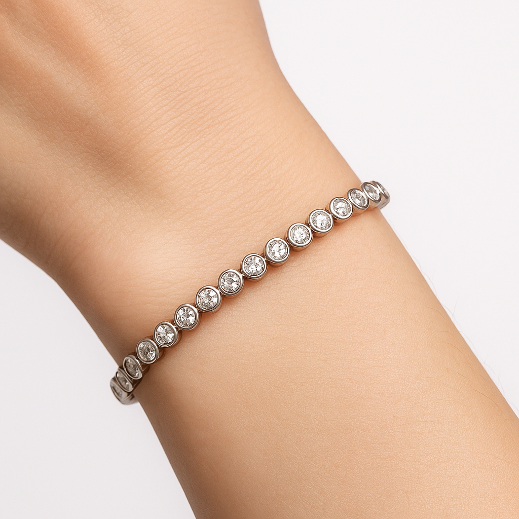 Exklusives Unisex Armband mit 3.18 ct Created Diamond – 925er Silber & 18K Gold, luxuriös & zeitlos
