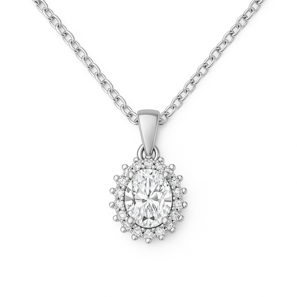 Elegantes Seraphina Glow Collier 1.24 ct Sky Diamond – 925er Silber & 18K Gold, verstellbare Ankerkette (42-45 cm)